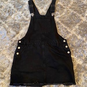 Black Denim Overall Dress